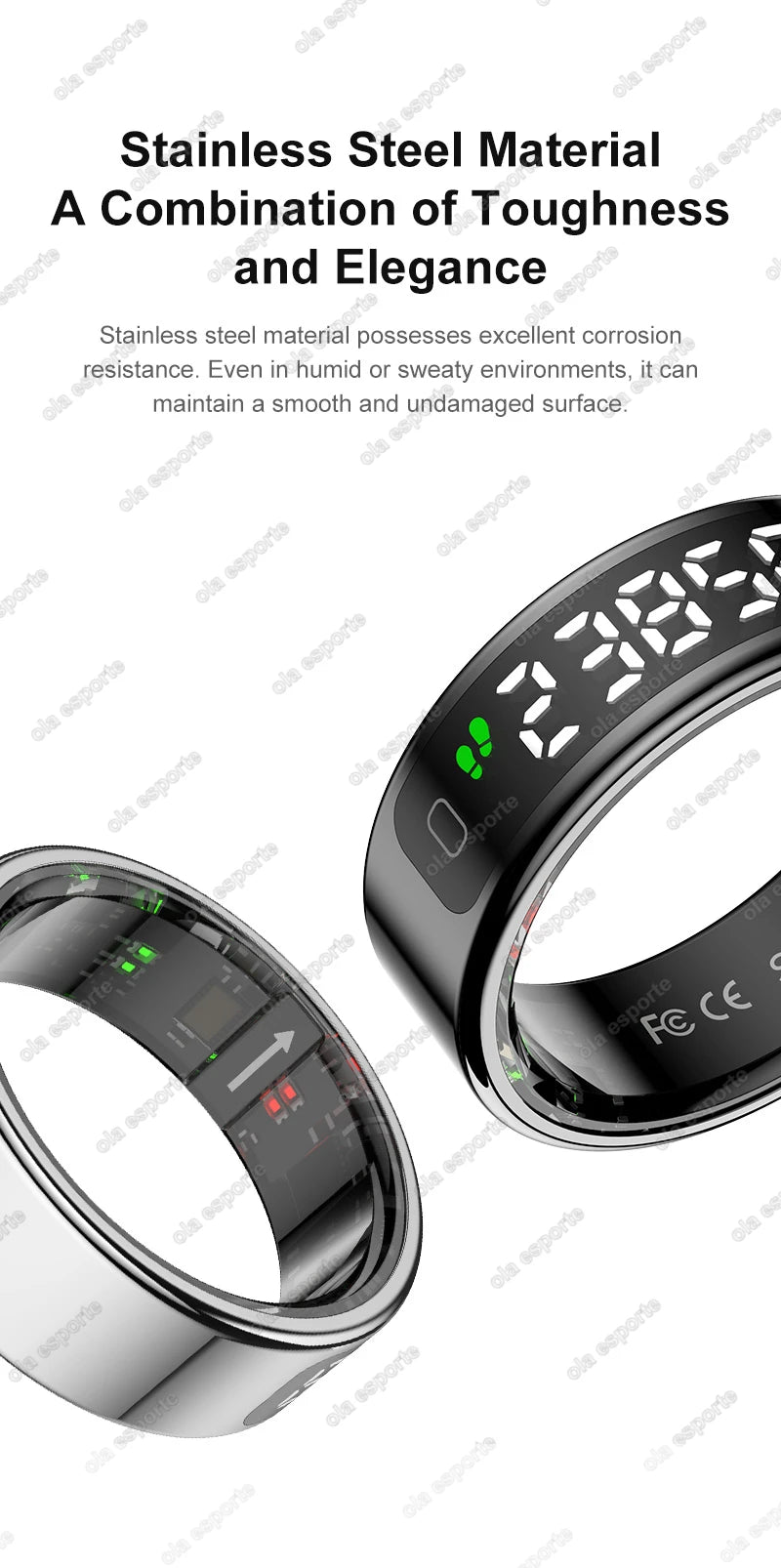 New Smart Ring Touch Screen Health Manager Heart Rate/Blood Oxygen Monitor Wireless Charging IP68 5ATM Waterproof for Universal Wesley store