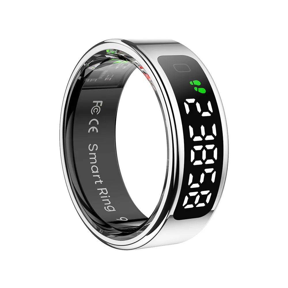 New Smart Ring Touch Screen Health Manager Heart Rate/Blood Oxygen Monitor Wireless Charging IP68 5ATM Waterproof for Universal Wesley store