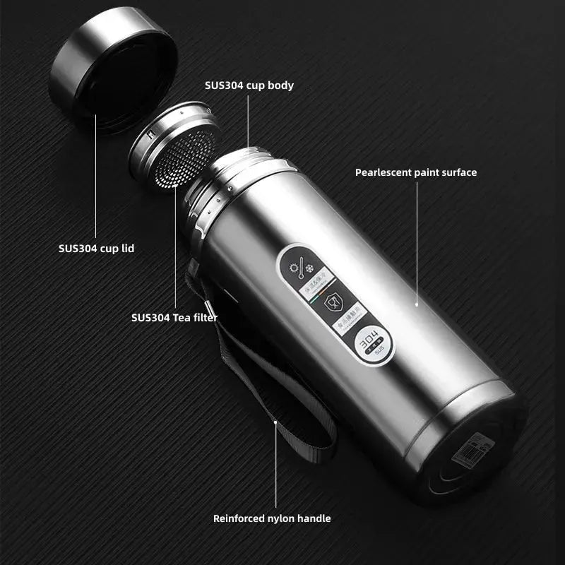 500ML-1Liter Stainless Steel Thermos Bottle with LED Temperature Display Sus304 Tea Water Bottle Vacuum Flask Portable Cups Wesley store