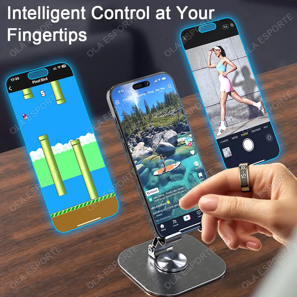 New Smart Ring Touch Screen Health Manager Heart Rate/Blood Oxygen Monitor Wireless Charging IP68 5ATM Waterproof for Universal Wesley store