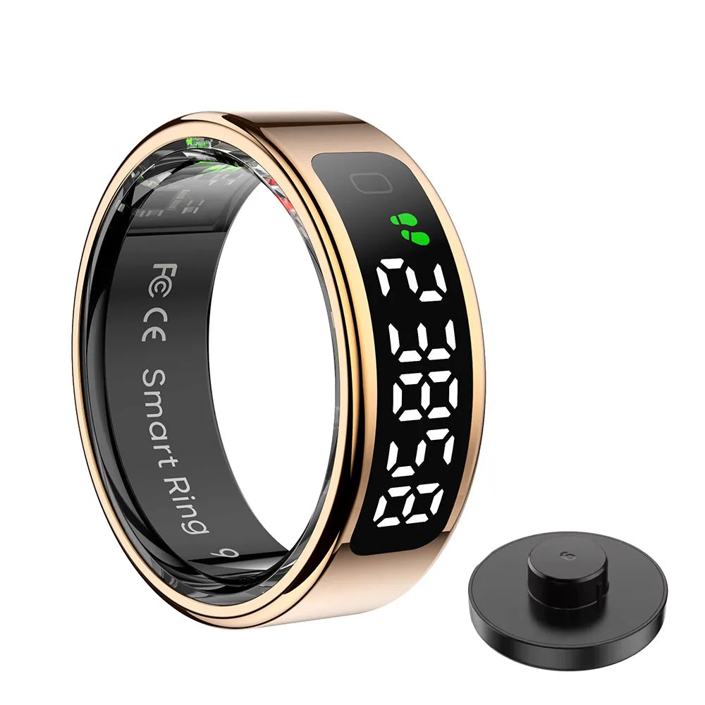 New Smart Ring Touch Screen Health Manager Heart Rate/Blood Oxygen Monitor Wireless Charging IP68 5ATM Waterproof for Universal Wesley store
