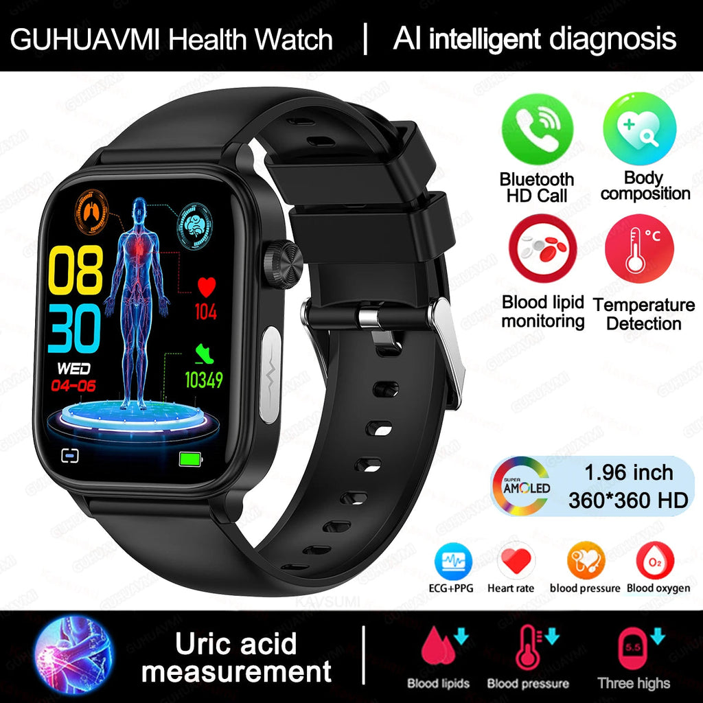 AI Diagnostic Detector Smart Watch Women Blood Lipid and Uric Acid Body Composition Test Women Menstrual Health Tracker 2025 New Wesley store