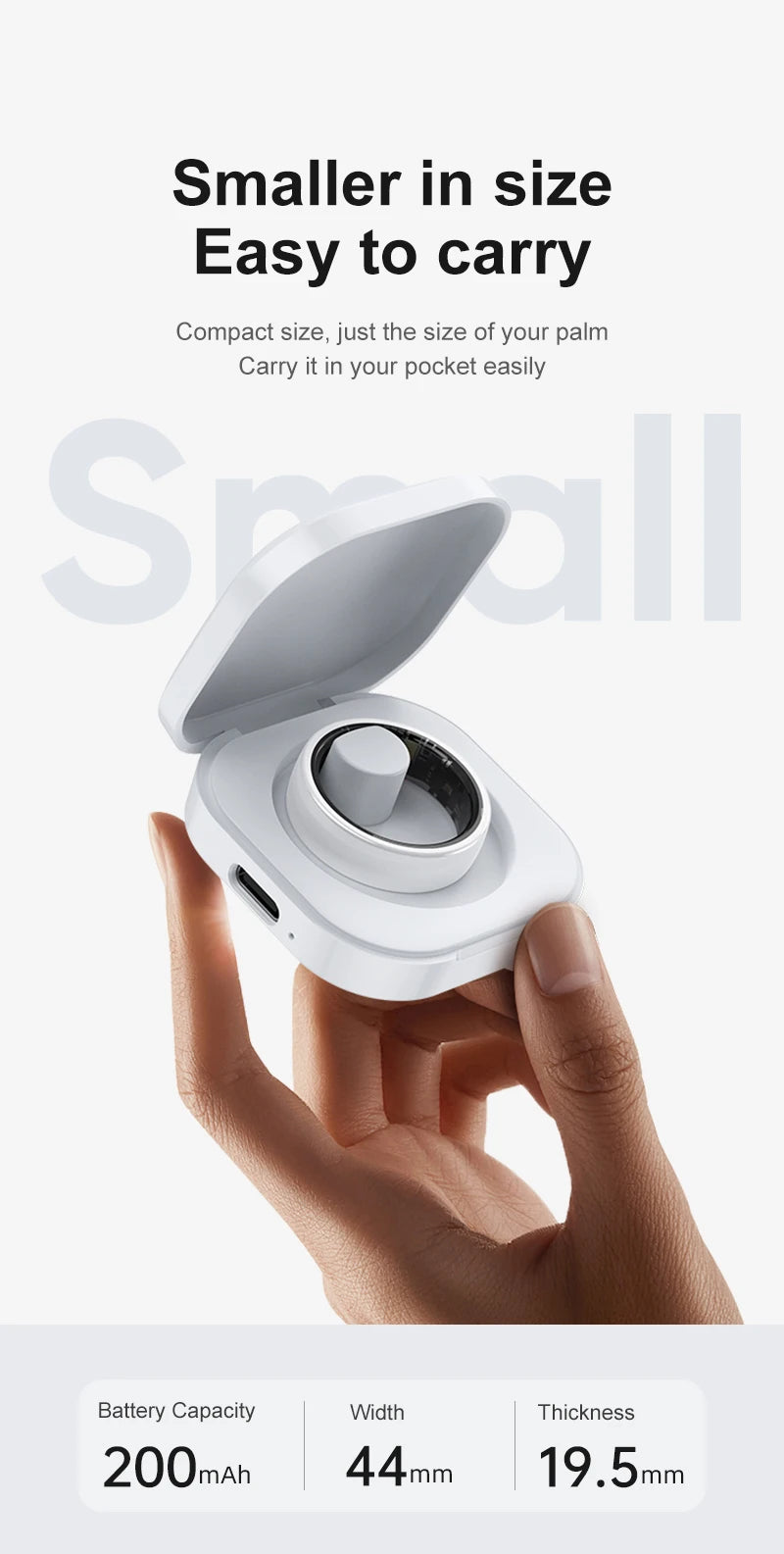 Smart Ring Couple Space Interaction Health and Sleep Monitor Multi Sport Mode Gesture Control 5ATM Waterproof with Charging Case Wesley store