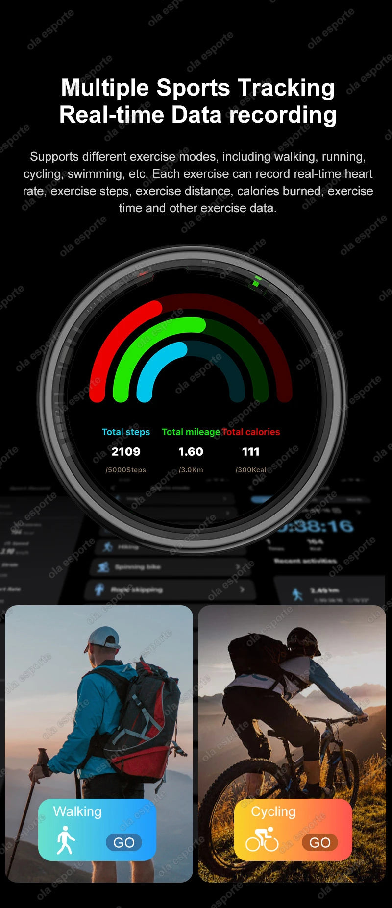 New Smart Ring Touch Screen Health Manager Heart Rate/Blood Oxygen Monitor Wireless Charging IP68 5ATM Waterproof for Universal Wesley store