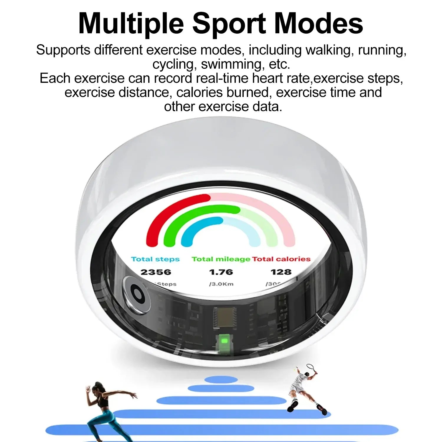 Smart Ring Couple Space Interaction Health and Sleep Monitor Multi Sport Mode Gesture Control 5ATM Waterproof with Charging Case Wesley store