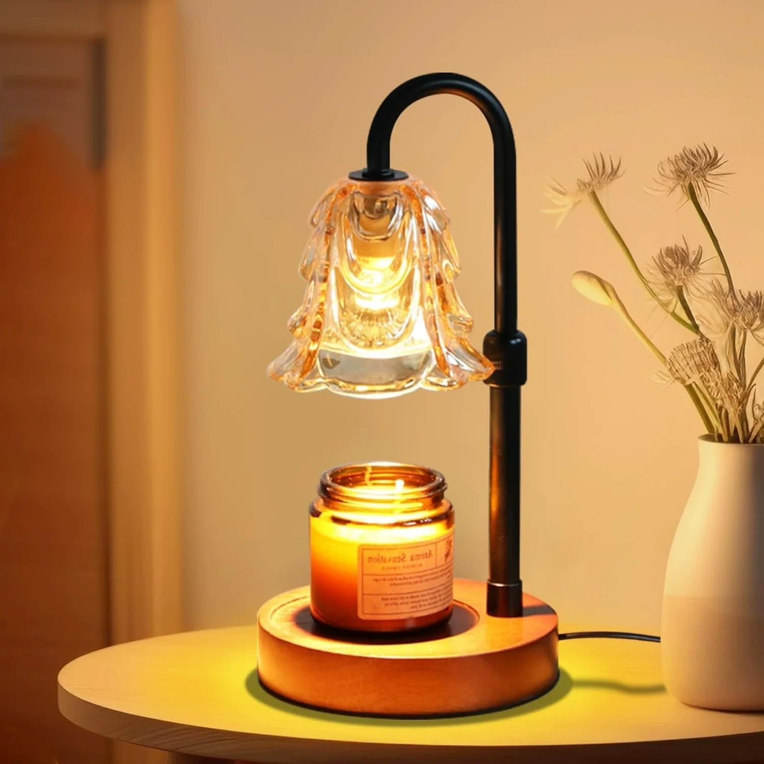 Flower Candle Warmer Lamp with Timer 4 Speed Dimmable Height Adjustable Base House Warming Birthday Gifts New Home Decor Wesley store