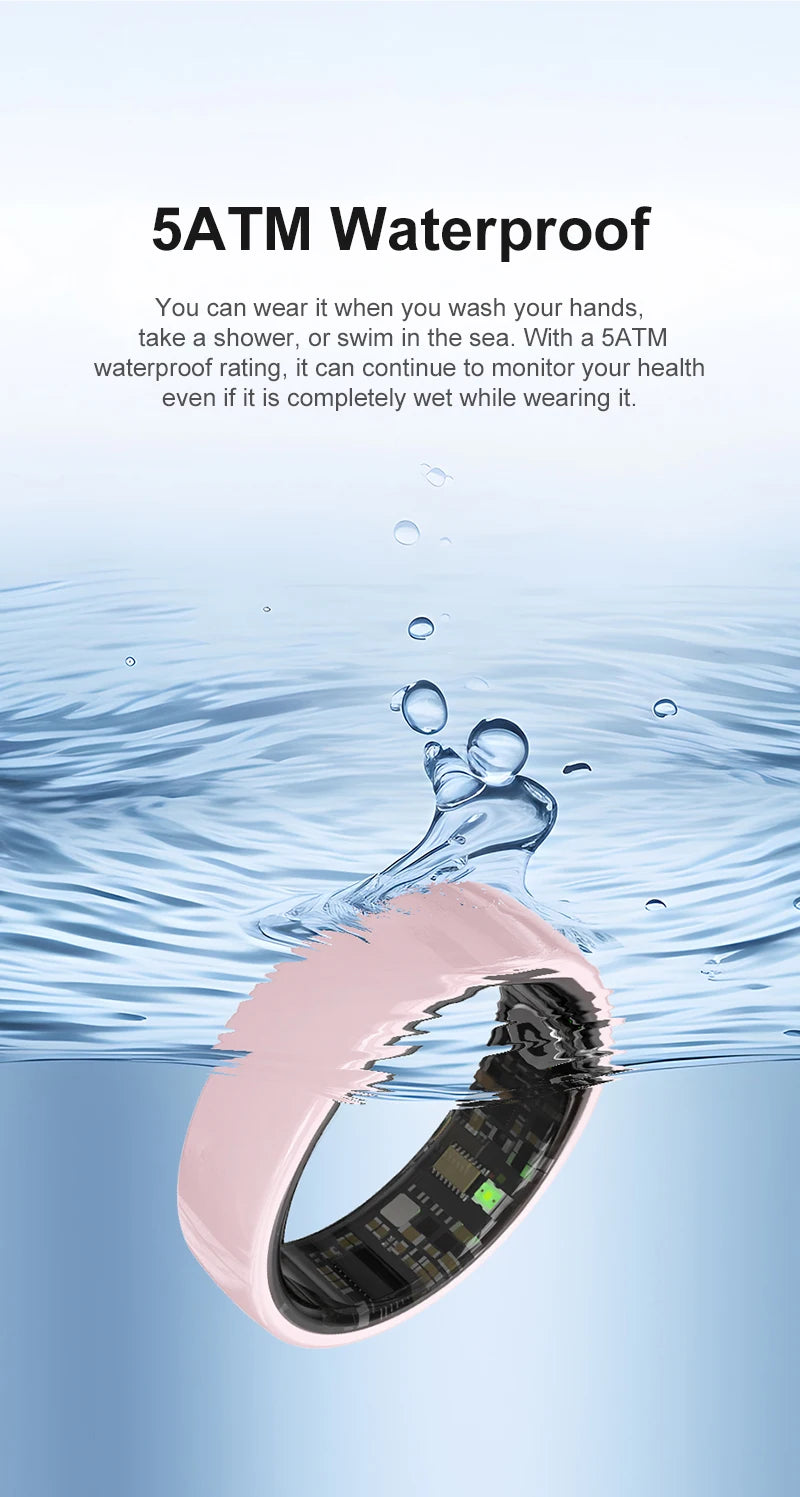 Smart Ring Couple Space Interaction Health and Sleep Monitor Multi Sport Mode Gesture Control 5ATM Waterproof with Charging Case Wesley store