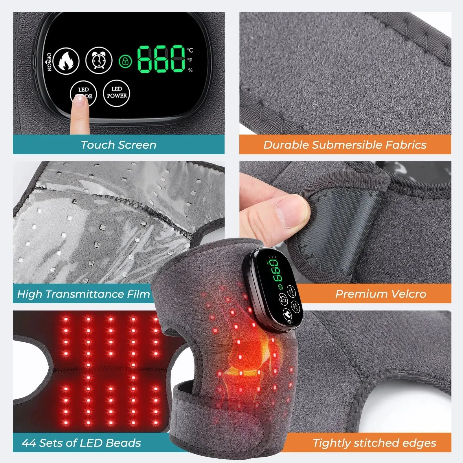 LED Red Light Therapy Knee Massager 660 850nm Infrared Heating Knee Pad Shoulder Elbow Massage Brace For Arthritis Wound Healing Wesley store