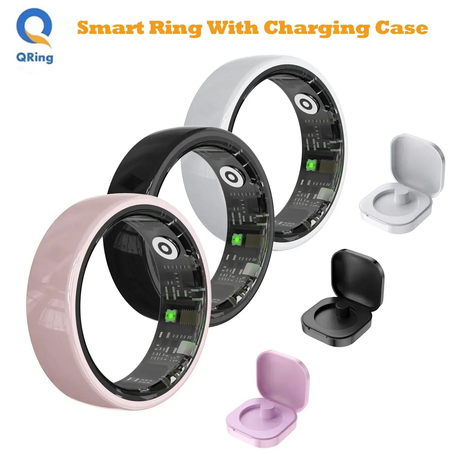 Smart Ring Couple Space Interaction Health and Sleep Monitor Multi Sport Mode Gesture Control 5ATM Waterproof with Charging Case Wesley store