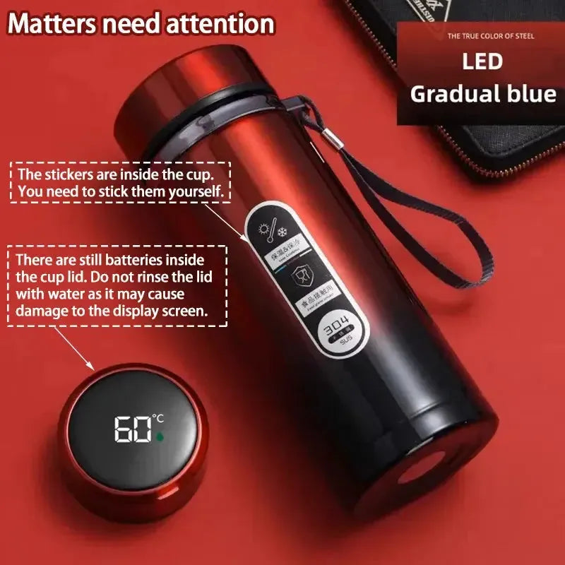 500ML-1Liter Stainless Steel Thermos Bottle with LED Temperature Display Sus304 Tea Water Bottle Vacuum Flask Portable Cups Wesley store