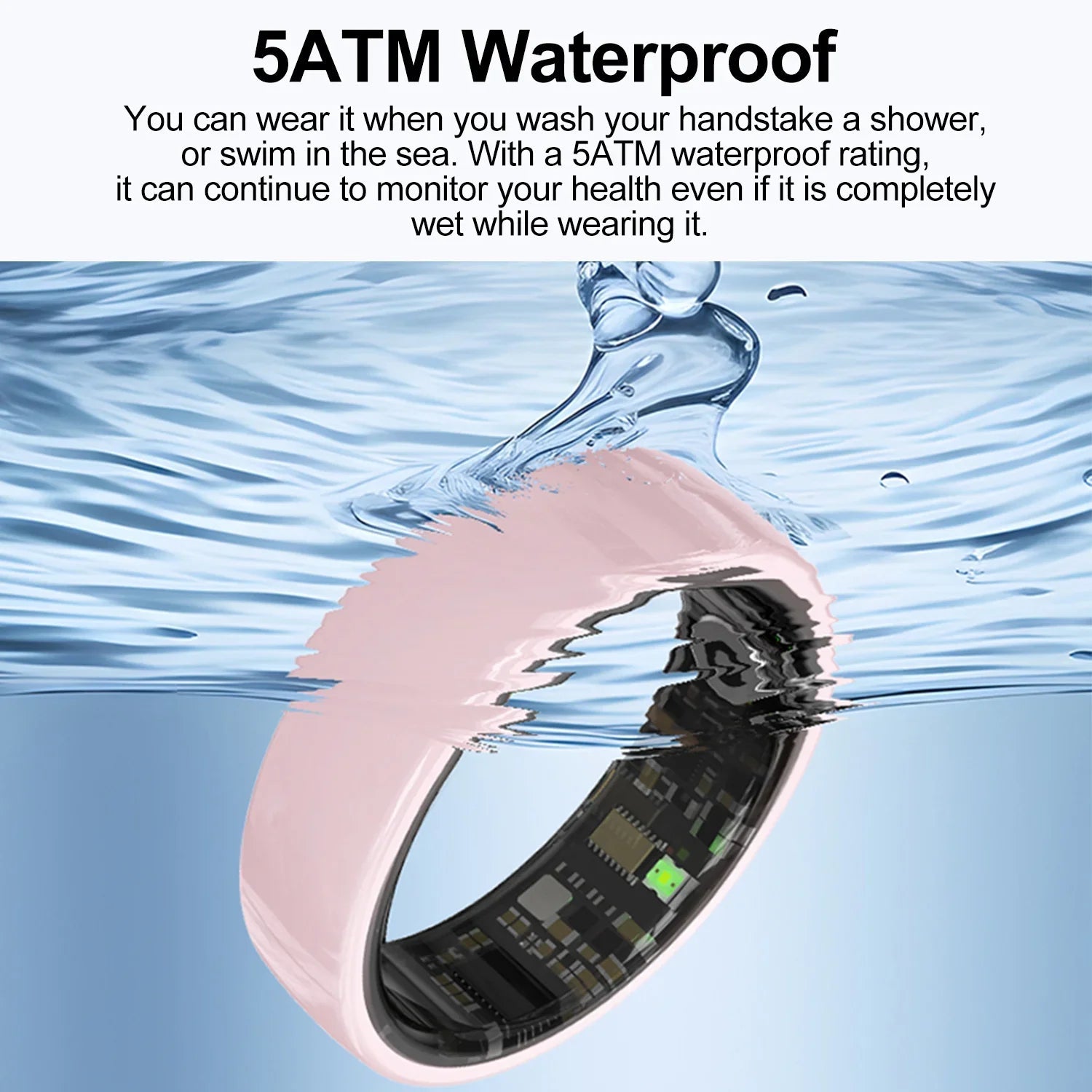 Smart Ring Couple Space Interaction Health and Sleep Monitor Multi Sport Mode Gesture Control 5ATM Waterproof with Charging Case Wesley store