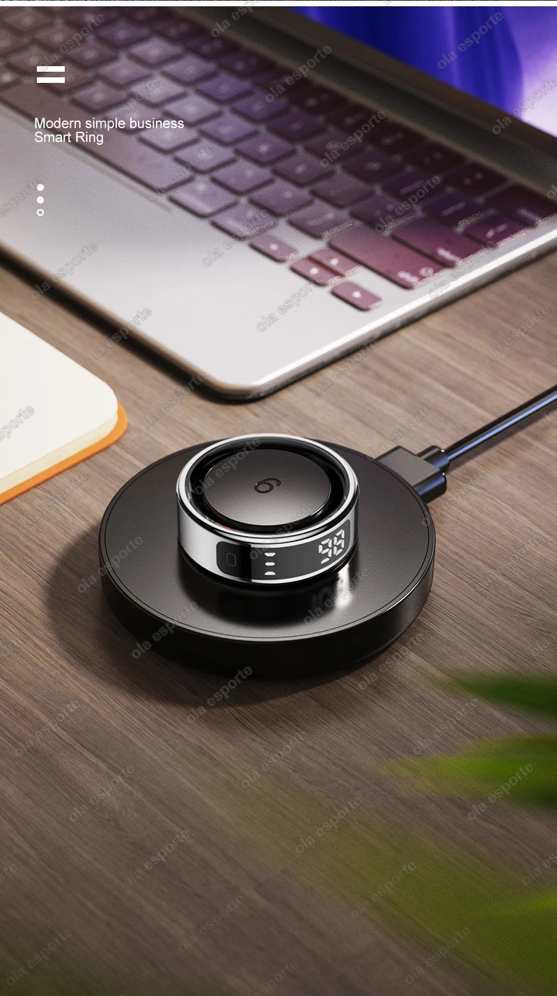 New Smart Ring Touch Screen Health Manager Heart Rate/Blood Oxygen Monitor Wireless Charging IP68 5ATM Waterproof for Universal Wesley store