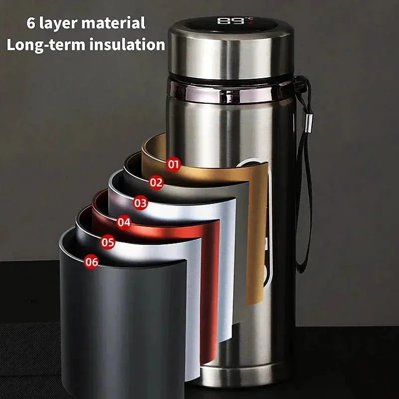 500ML-1Liter Stainless Steel Thermos Bottle with LED Temperature Display Sus304 Tea Water Bottle Vacuum Flask Portable Cups Wesley store