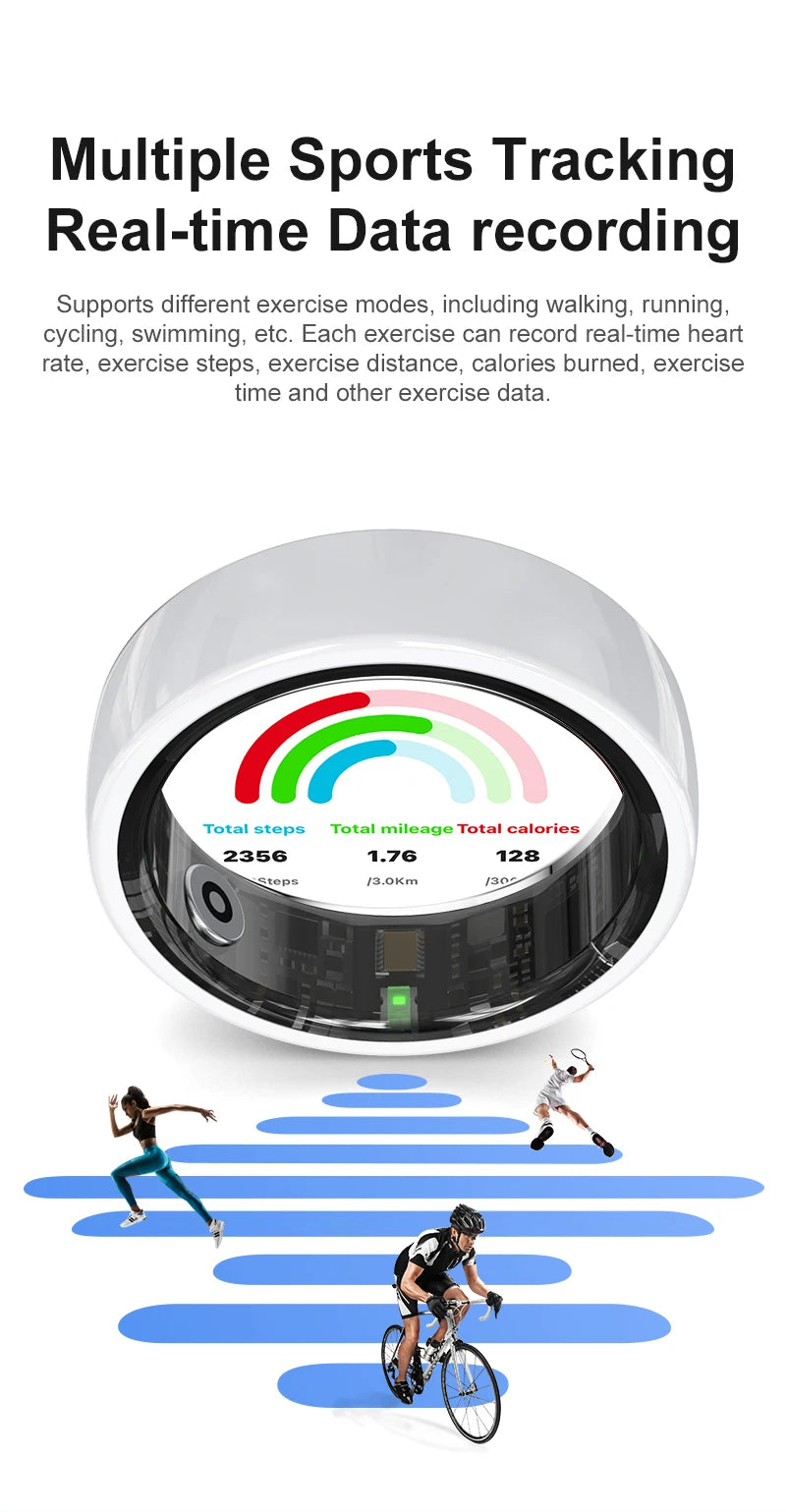 Smart Ring Couple Space Interaction Health and Sleep Monitor Multi Sport Mode Gesture Control 5ATM Waterproof with Charging Case Wesley store