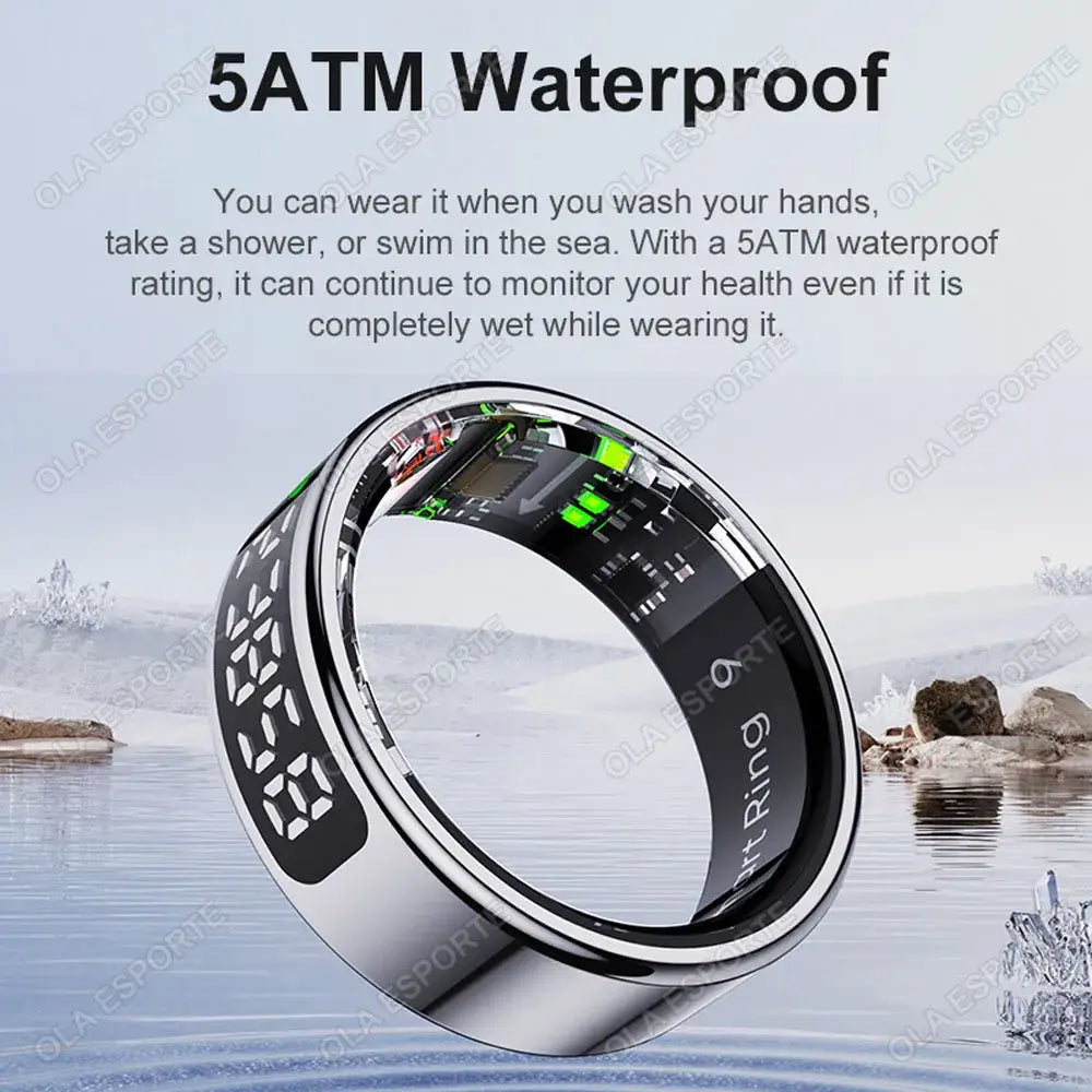 New Smart Ring Touch Screen Health Manager Heart Rate/Blood Oxygen Monitor Wireless Charging IP68 5ATM Waterproof for Universal Wesley store