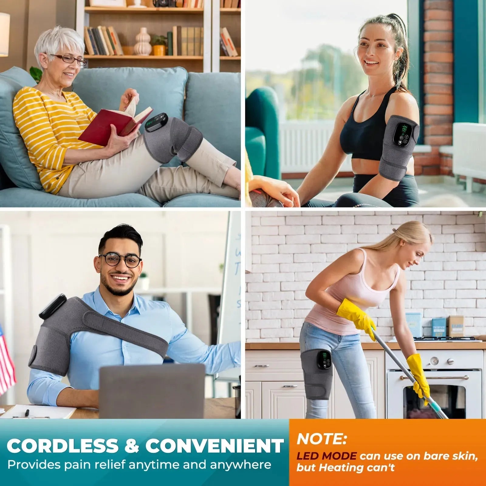 LED Red Light Therapy Knee Massager 660 850nm Infrared Heating Knee Pad Shoulder Elbow Massage Brace For Arthritis Wound Healing Wesley store